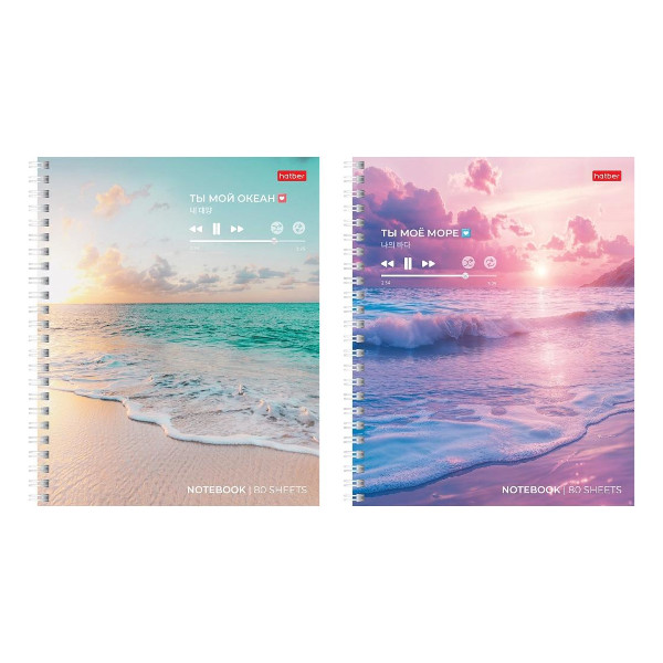 Тетрадь 80л А5 клетка/гребень "Романтика заката" картон, ассорти 80Т5лВ1гр Hatber
