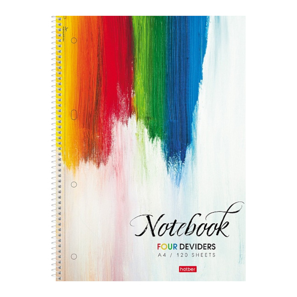 Тетрадь 120л А4 клетка/спираль "Яркие штрихи" картон, рисунок, перф. 120Тр4лВ1сп_32177 Hatber