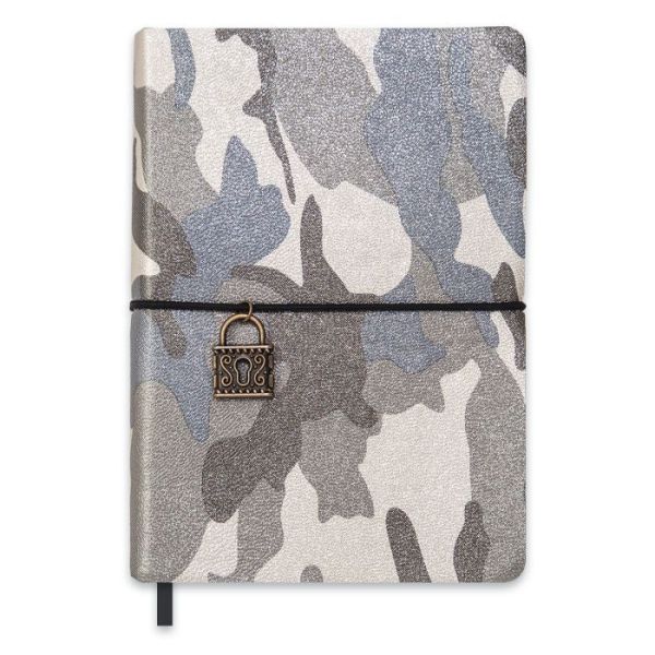 Записная книга А6 120л "Камуфляж. Стальной" в точку, сшивка, интегр.обл., иск.кожа 47730 Феникс+