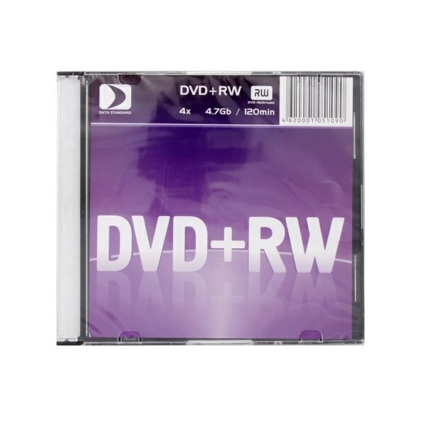 Диск DVD+RW 4,7GB Data Standard 4x Slim Case 13440-DSDWP06S / 1 шт