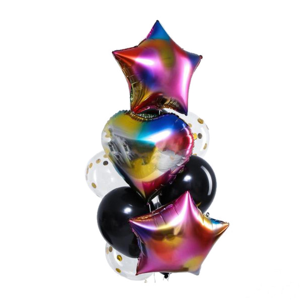 Набор шаров "Радужный" 10шаров(3фольга+7латекс) 4877836