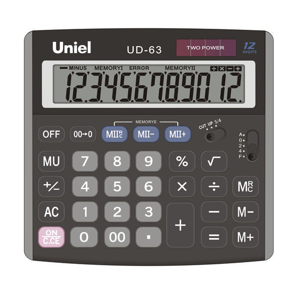 Калькулятор Uniel UD-63 (черный) настольный 12р