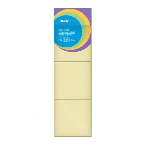 Набор липких блоков Attache "Bright colours" 38*51мм (3 блока по 100л) желтый 1495380