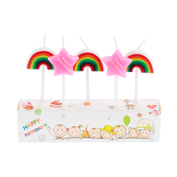 Свечи для торта на пиках "Радуга и звезды" (1уп*5шт) ассорти С-3004 Миленд