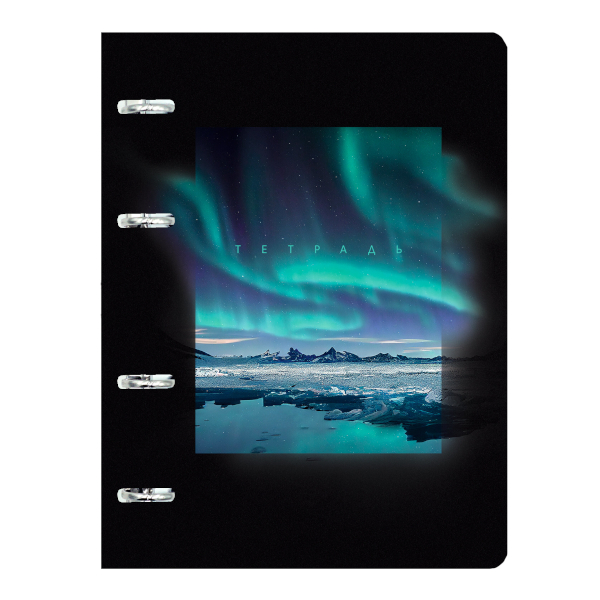 Тетрадь 100л А5 клетка на кольцах "Сияние" пластик, рисунок ТКП1005523 Listoff