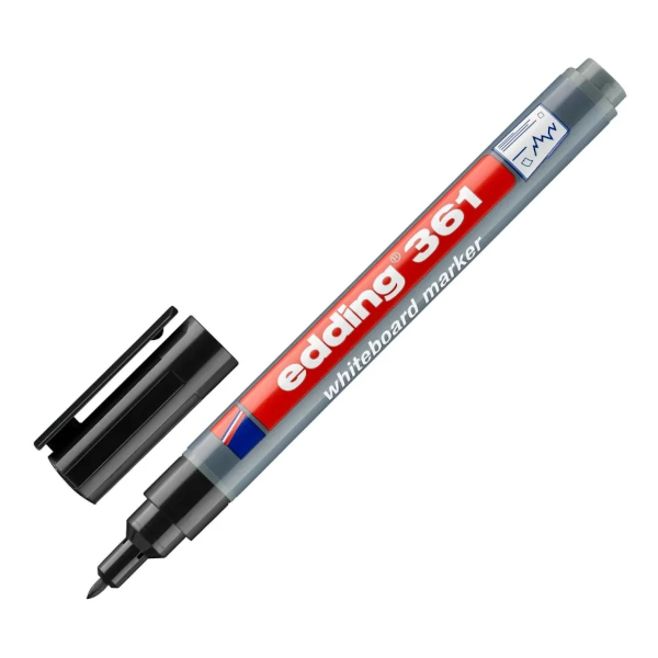 Маркер для доски 1мм, спирт.осн., пулевид, черный, пластик. корп. 361/1 1183297 Edding