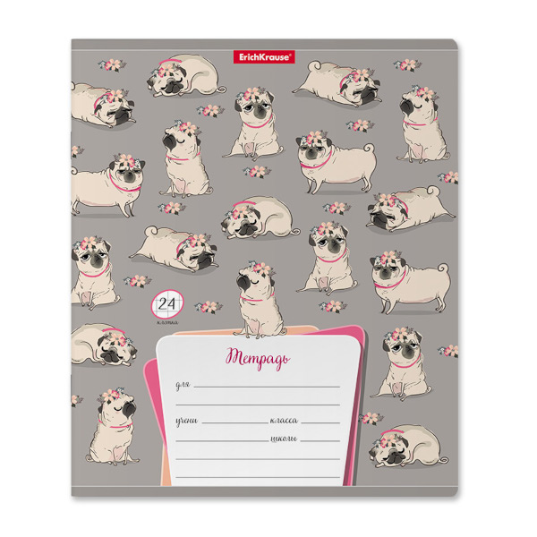 Тетрадь 24л А5+ клетка "Chilling Dog" картон, рисунок 52948 Erich Krause