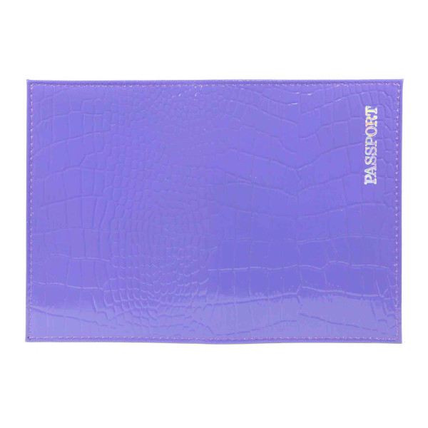 Обложка д/паспорта "PASSPORT" нат.кожа, тисн.серебро, фиолетовый, 1,01гр-КРОКОДИЛ-224 Imige