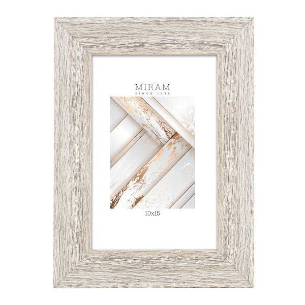 Фоторамка 10*15 пластик, багет 30мм, светлое дерево, вставка пластик, ножка 651645-4 МИРАМ