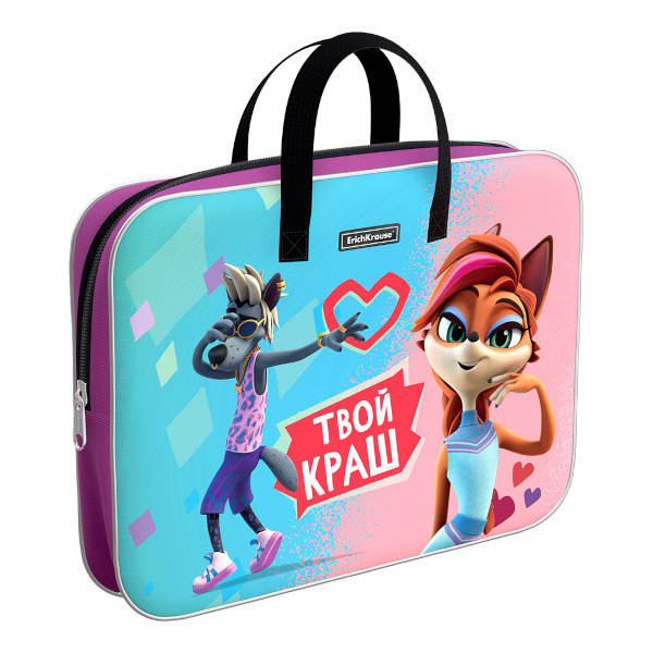 Папка с ручками А4+ 1отд., текстиль, молния "Ну, погоди! Каникулы (Краш)" 62567 Erich Krause