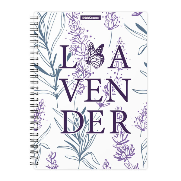 Тетрадь 80л А5 клетка/гребень "Lavender" пластик, рисунок 58329 Erich Krause