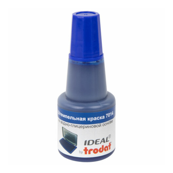 Штемпельная краска 24мл синяя, водн.-глиц. осн., бумага 7014 Ideal/Trodat