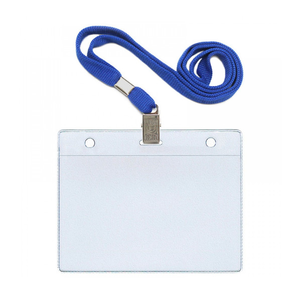 Бейдж 87*120мм горизонт., зажим/шнурок синий, пластик, прозрач. 1065.ГК-101 ДПС (1шт)