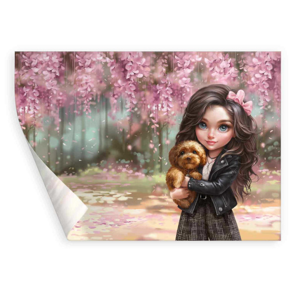 Пленка для уроков труда 50*70см "Брюнетка с собачкой" 69109 Феникс+