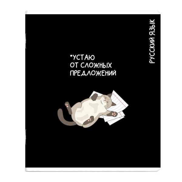 Тетрадь предметная 48л А5+ Русский язык "Коты мемы" линейка, картон 69830 Феникс+