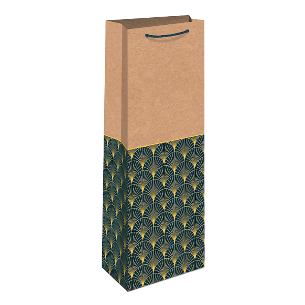 Пакет под бутылку 36*12*8,5см "Веерный орнамент" крафт 0398.691 Арт Дизайн