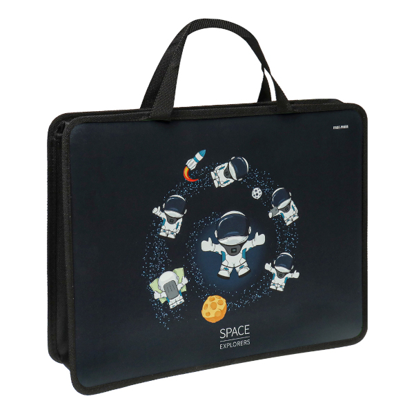 Папка с ручками А4 1отд., пластик, молния "Космос" П-0005 Проф Пресс