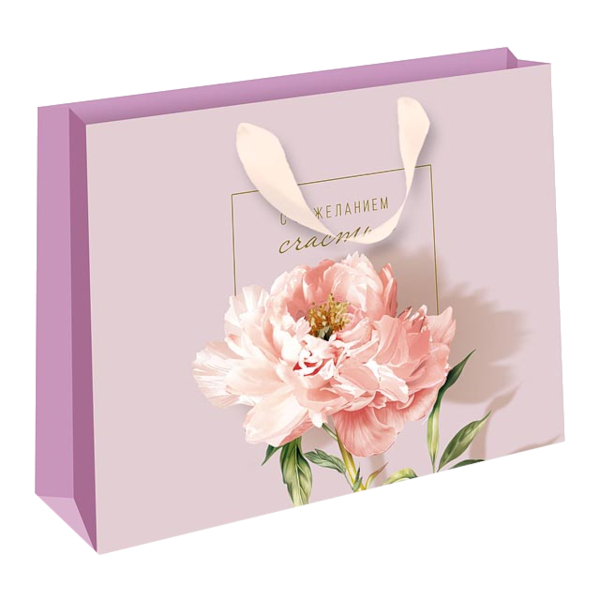 Пакет бумажный 17,8*23*9,8см "С пожеланием счастья. Пион" 1320.792 Арт Дизайн