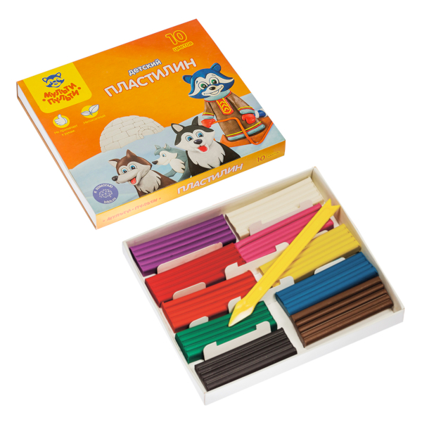 Пластилин Мульти-Пульти "Енот на Аляске" 10цв, 150г, со стеком, карт.уп. ДП_10234