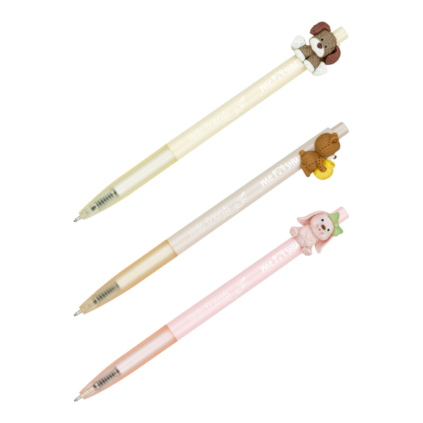 Ручка шар. автомат. 0,7мм, синий, ассорти корп. "Funny friends" MS_55297 MESHU