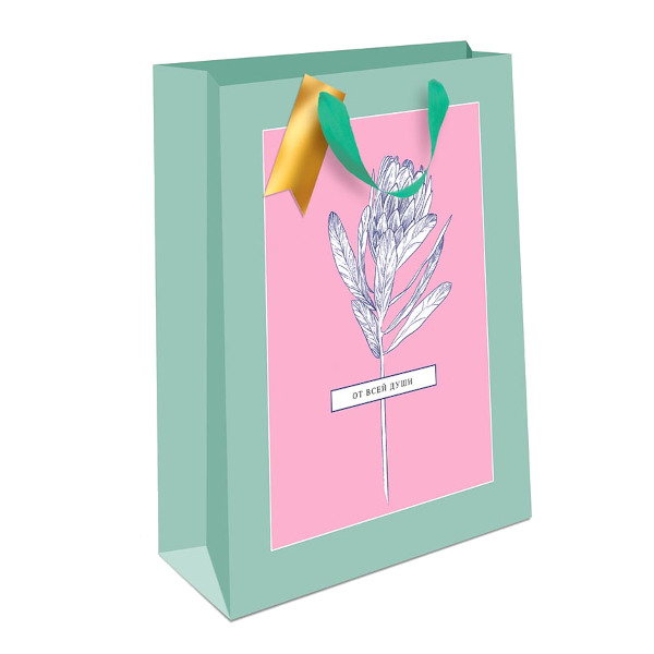 Пакет бумажный 18*22,3*10см "Цветок на розовом" 0598.799 Арт Дизайн
