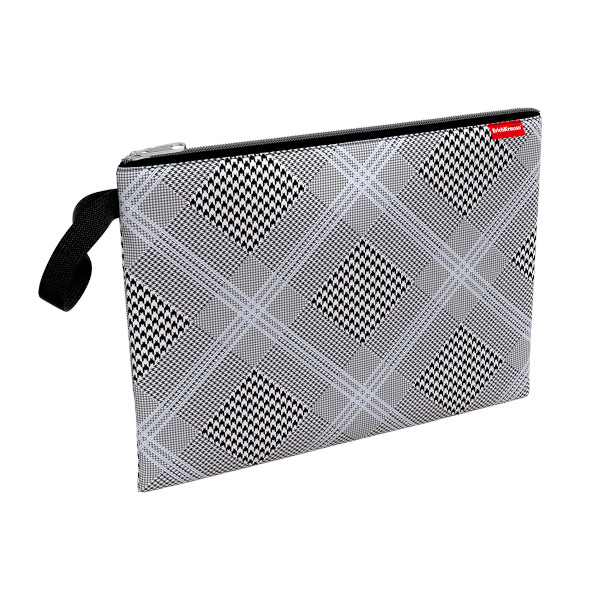 Папка для тетрадей А4 1отд., текстиль, молния, петля "Black&White" 49084 Erich Krause