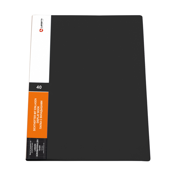 Папка 40 файлов А4, 20мм, 600мкм, карман корешок, черная DB0135-BK Lamark