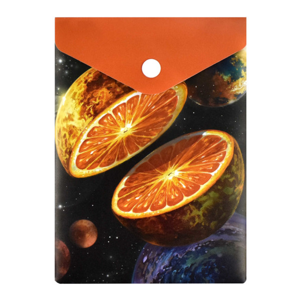 Папка-конверт на кнопке А6, 1отд., 180мкм, рисунок "Космический апельсин" 65861 Феникс+