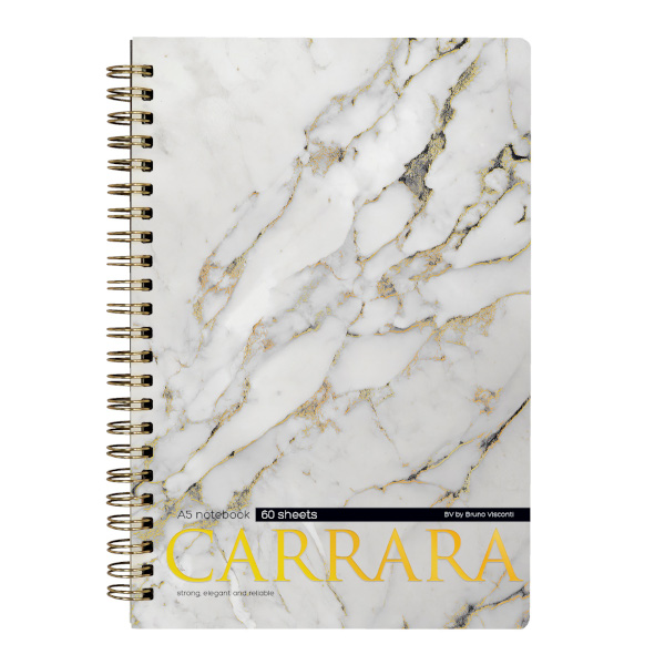 Тетрадь 60л А5 клетка/гребень "Carrara" картон, рисунок 7-60-201/25 Bruno Visconti
