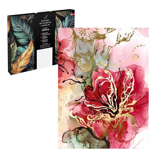Картина по номерам Феникс+ 30*40см "Красный цветок" с поталью 67966
