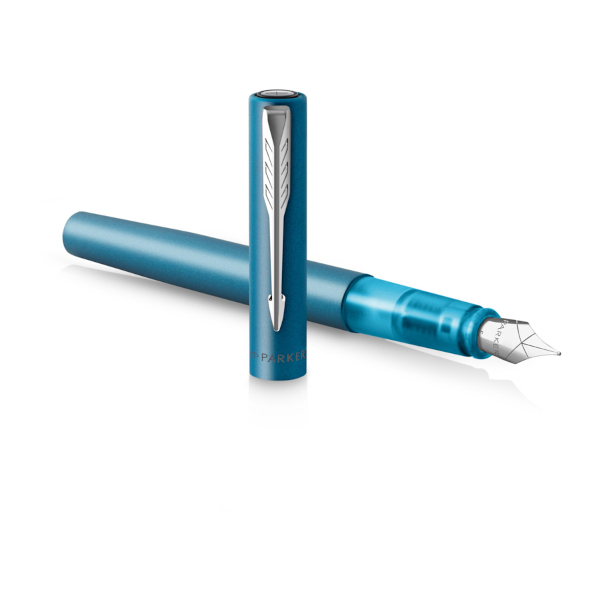 Ручка перьевая PARKER "Vector XL Teal" синий патр., 0,8мм, корп. нержав. сталь 2159761