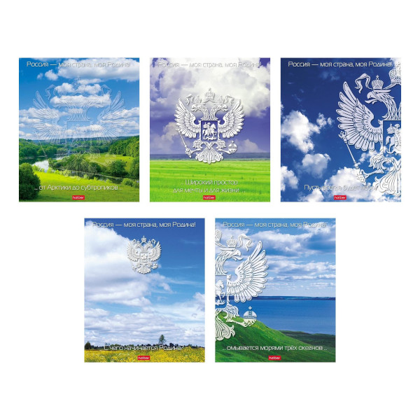 Тетрадь 24л А5 клетка "Моя страна" картон, ассорти 24Т5В1 Hatber