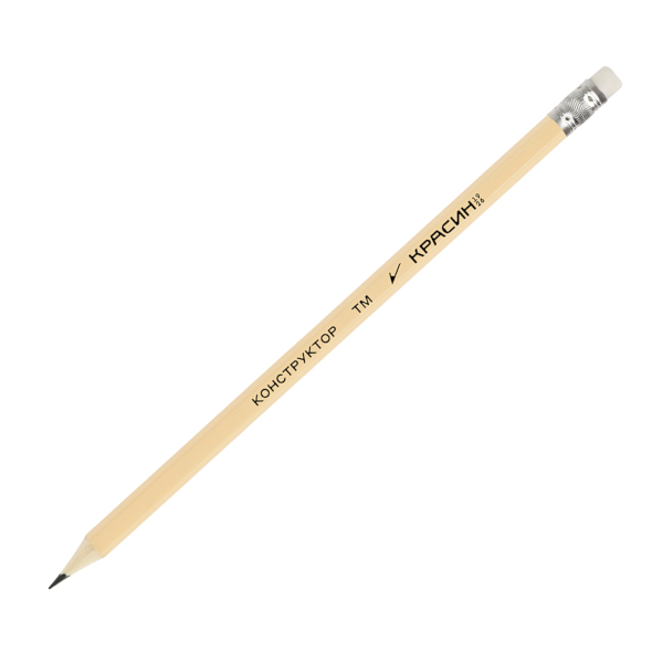 Карандаш ч/гр ТМ (HB), дерево, 6-гран., ластик, неокраш. "Конструктор" C-320 Красин