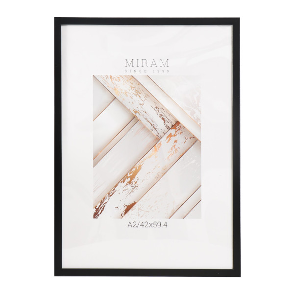 Фоторамка 42*59,4 пластик, багет 18мм, черный, вставка пластик 641877-А2 МИРАМ
