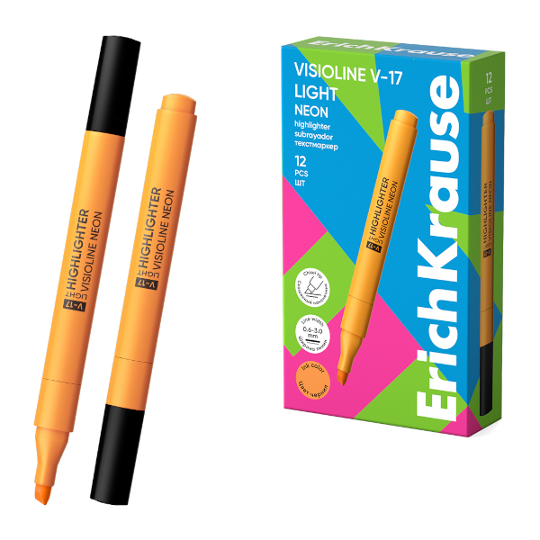 Текстовыделитель Erich Krause V-17 Visioline light Neon /оранжевый/скош./0,6-3мм 63559