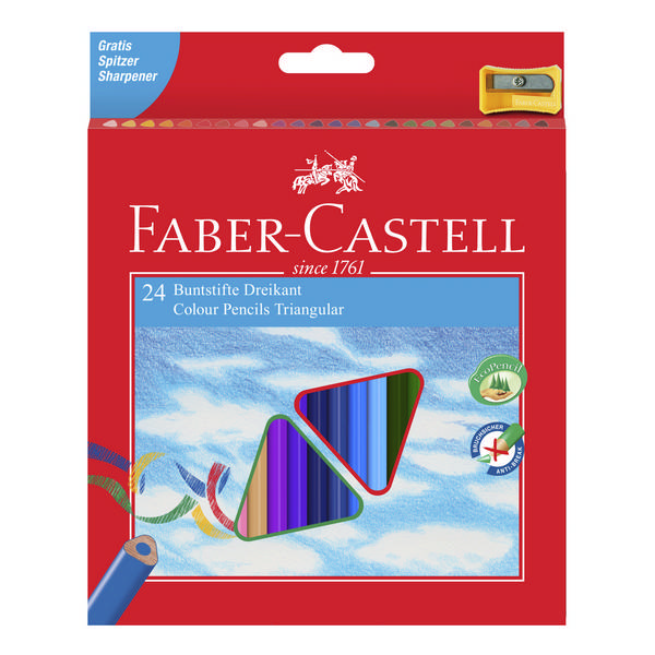 Карандаши Faber-Castell "Eco" 24цв, 3-х гранные, c точилкой, в карт.уп. 120524