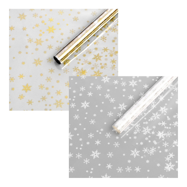 Пленка упаковочная 70см*8,2м, рулон, прозрач. с рис. "Снежинки" ассорти 5466931/5466932 Upak land