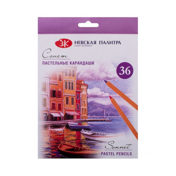 Карандаши 36цв, дерево, круглые "Сонет. Пастель" карт.уп. 132411522 Невская палитра