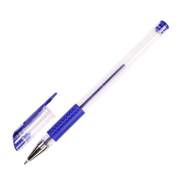 Ручка гелевая 0,7мм, синий, грип, прозрач. корп. РГ-0652 Legend