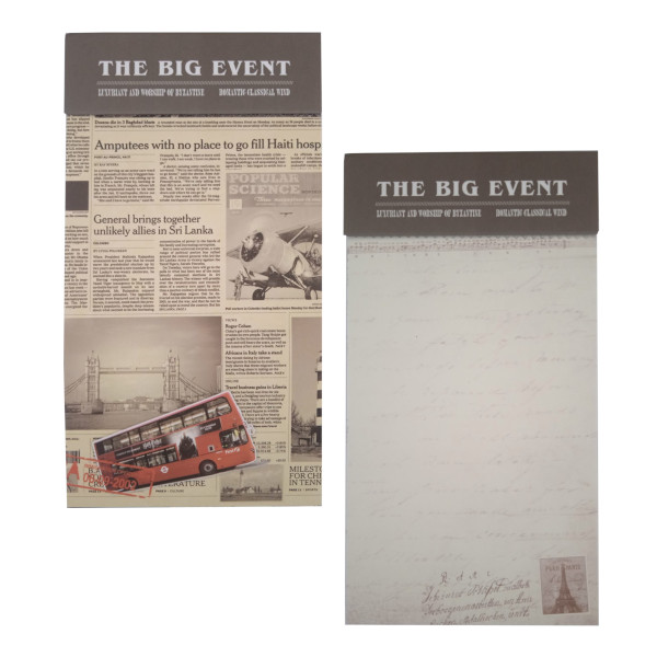 Блокнот 90*170мм 50л "The Big Event" без линовки, склейка, без обл., ассорти 13-21204-BK(48K)-B-02 Lenwa