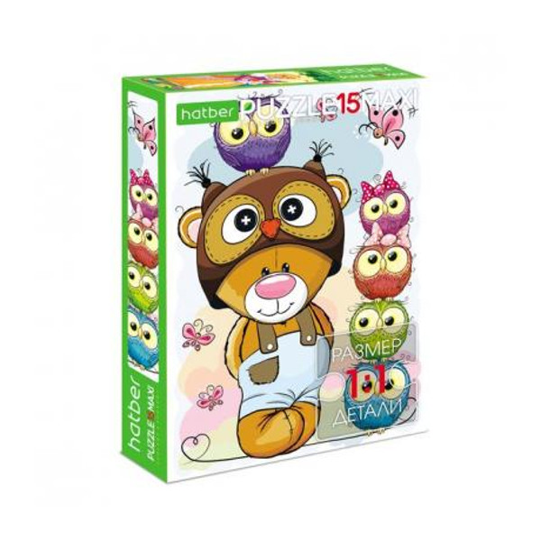 Пазлы 15 элем. дет. MAXI "Веселые друзья" А4 220*330мм 15ПЗ4_19498 Hatber