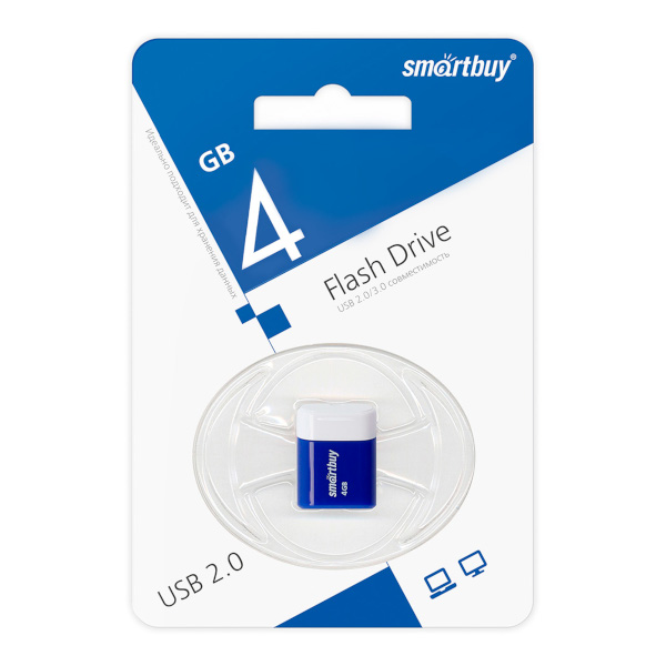Память Flash Drive 4Gb USB 2.0. SmartBuy Lara синий SB4GBLara-B