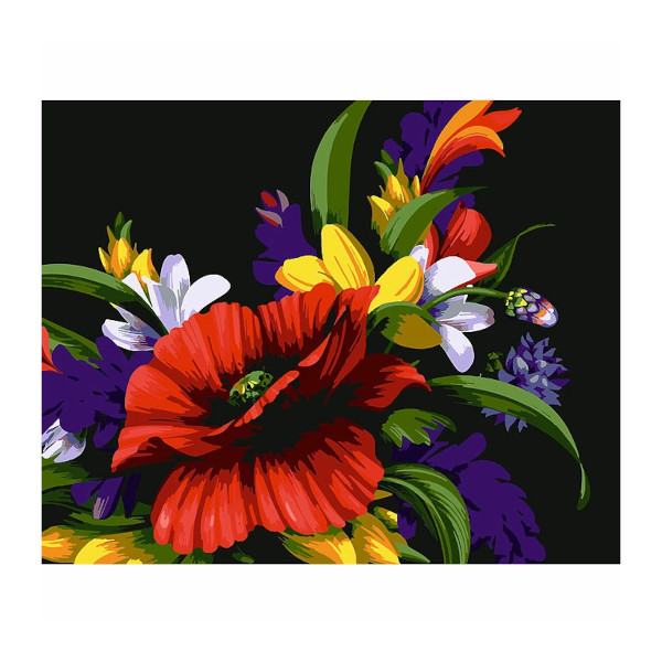 Картина по номерам на черном холсте Darvish "Цветы" 40*50см DV-14332