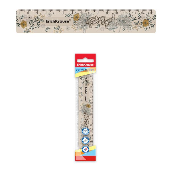 Линейка 15см, пластик, рисунок "Natural Life. Brown" 55469 Erich Krause