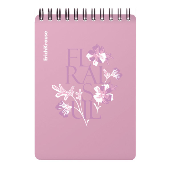 Блокнот А6 80л "Floral Soul" клетка, гребень, пластик.обл., рисунок 63425 Erich Krause