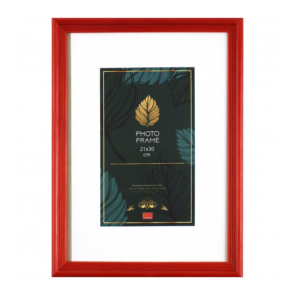 Фоторамка 21*30 дерево, багет 20мм, красный, вставка стекло С20РС2130крн Полином