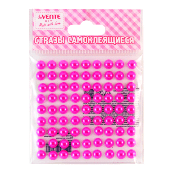 Стразы для декора самокл. "Жемчуг" акрил, 8мм, 80шт, розовый 8004034 deVENTE