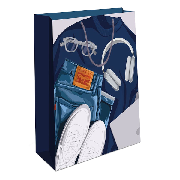 Пакет бумажный 42,5*33*10см "Мужской стиль синий" 0195.424 Арт Дизайн