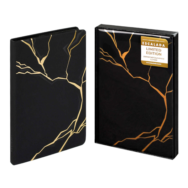 Ежедневник А5 не дат 240стр., Escalada "Софт-тач" тв.обл., иск. кожа, черный 70599