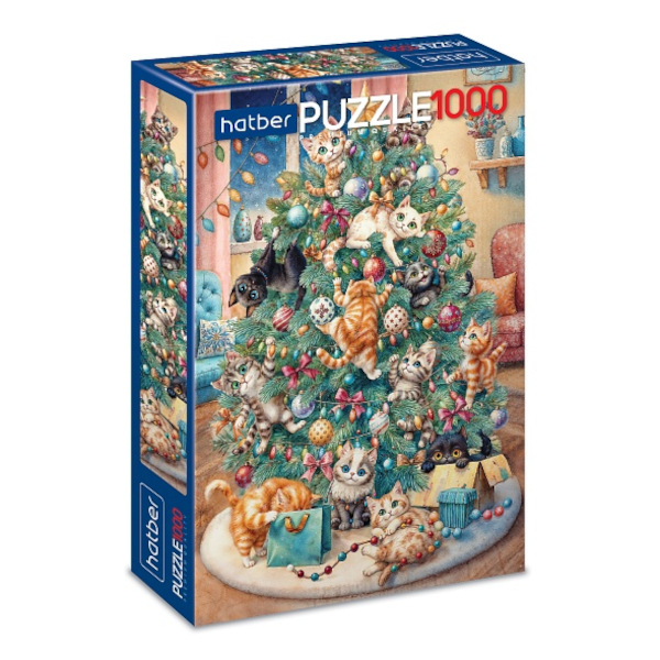 Пазлы 1000 элем. "Premium. Мяу-ёлка" А2 480*680мм 1000ПЗ2_35214 Hatber